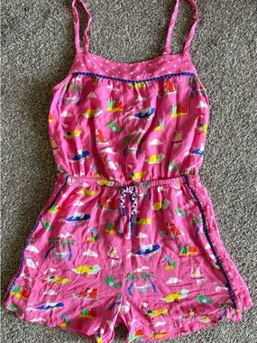 Mini Boden Pink Tropical Print Girls Romper